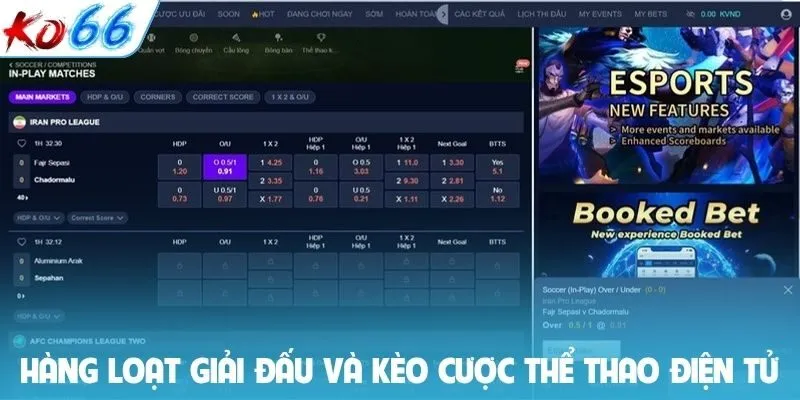 Hàng loạt giải đấu và kèo cược thể thao điện tử